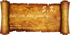 Sárik Kálmán névjegykártya
